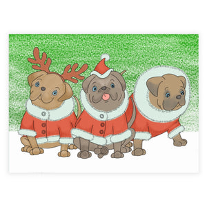Pug Christmas Postcard Bundles (envelopes included)