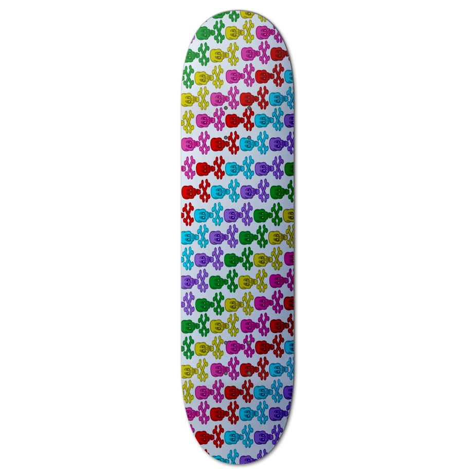 Rainbow Skull Grid Skateboard