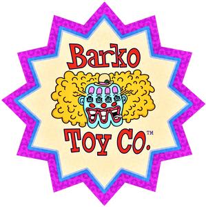 Barko the Clown Juggling Bunnies Graphic with Barko Toy Company Logo on Sleeve in White or Black