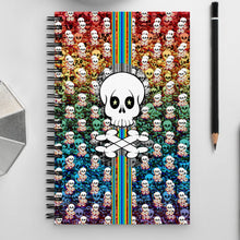 Load image into Gallery viewer, Rainbow Racer Skull Spiral Notebook (Ambidextrous)