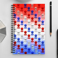 Load image into Gallery viewer, Skulls and Stripes Spiral Notebook (Ambidextrous)